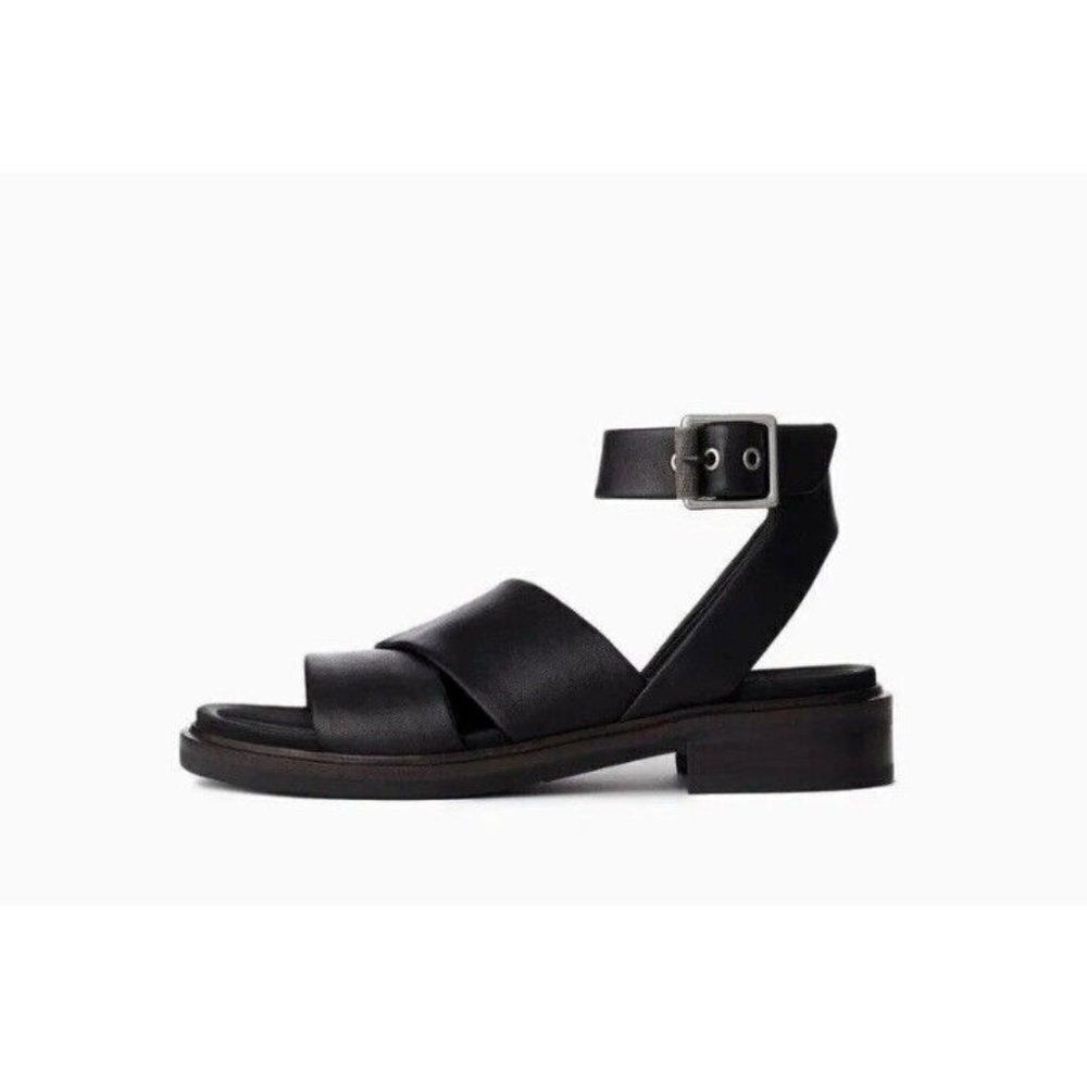 RAG & BONE SLAYTON SANDAL BLACK STRAPPY ITALIAN LEATHER Saze EU37 Women’s 7 $350